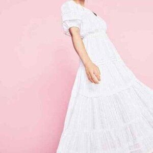 Betsey Johnson White Ruffled Confetti Midi Dress Size Small NWOT